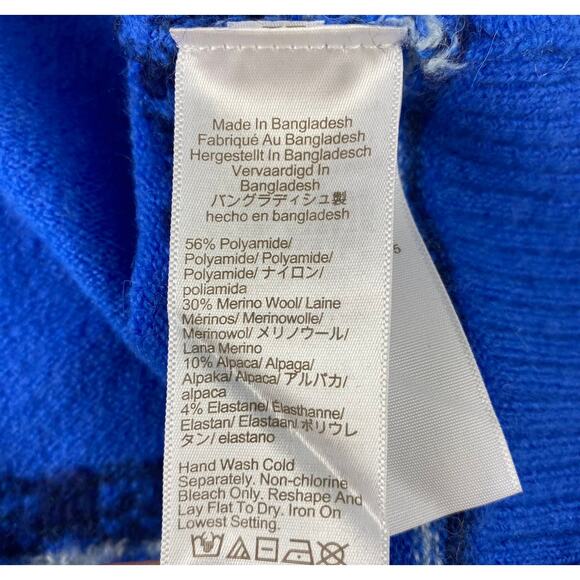 J. Crew Fair Isle Sweater Women L Blue Alpaca Merino Wool Blend Nordic Crewneck‎ - Picture 5 of 8